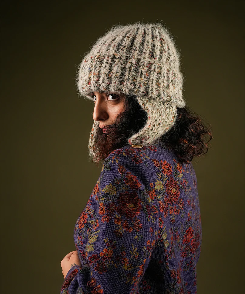 Beanie with Flap - Cream - Image 3