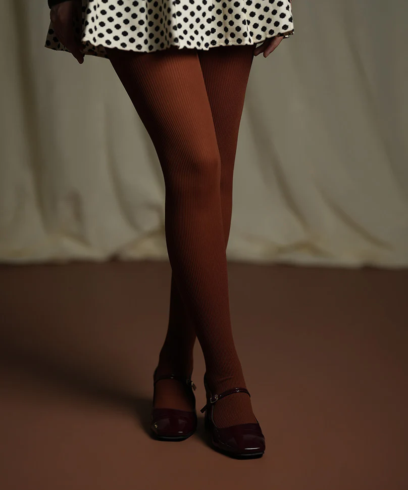 Brown Ribbed Stockings - Image 3