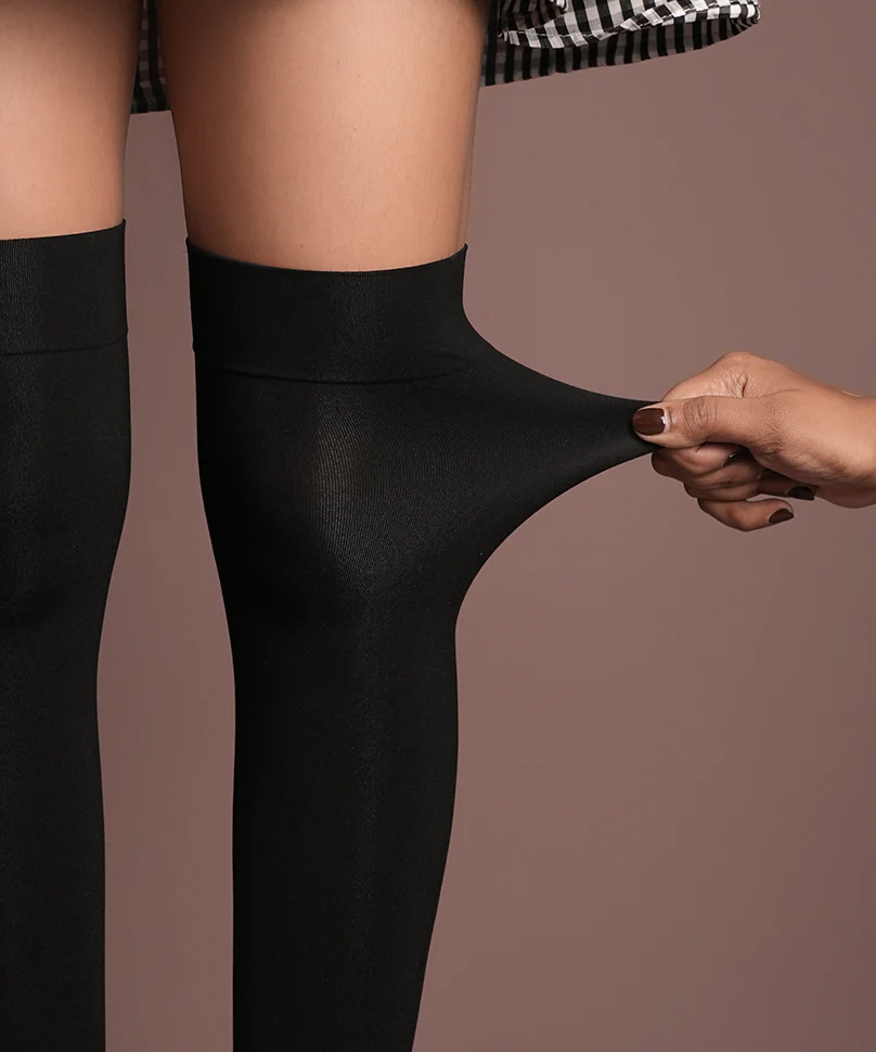 Charcoal Thigh High Stockings - Image 4