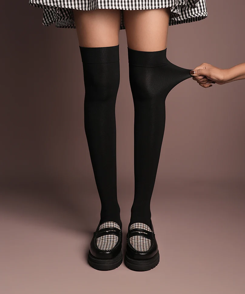 Charcoal Thigh High Stockings - Image 5