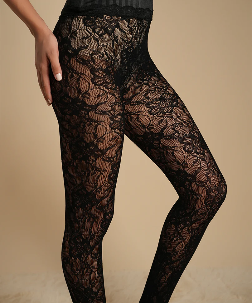 Elizabeth Lace Stockings - Black - Image 4