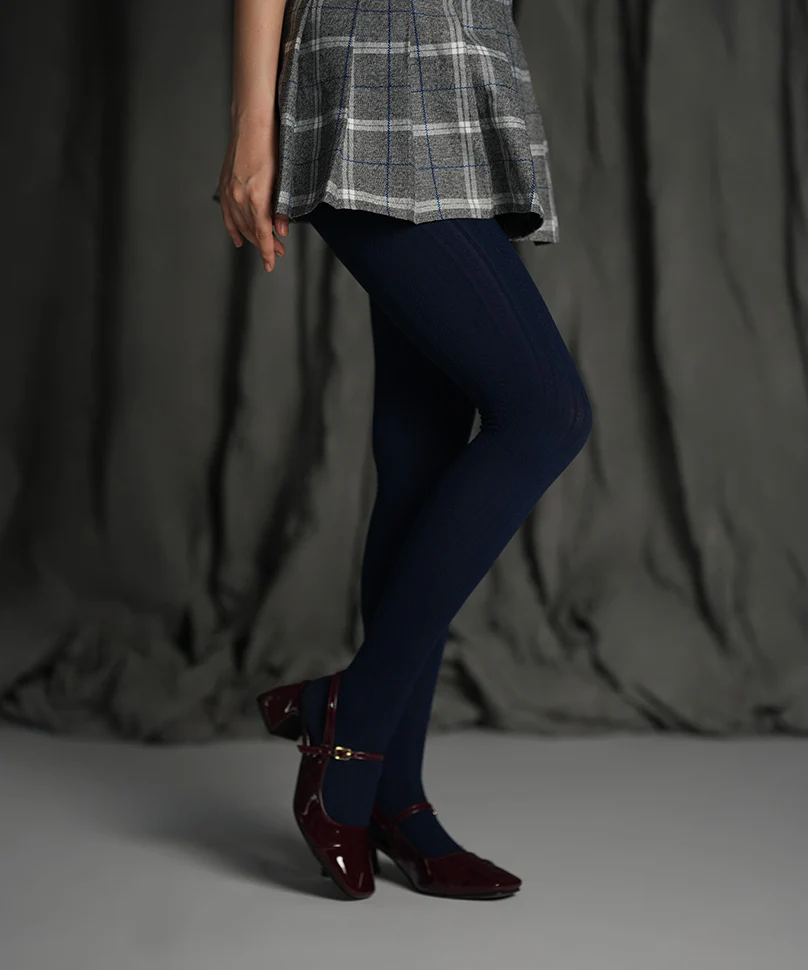 Navy Cableknit Stockings - Image 4