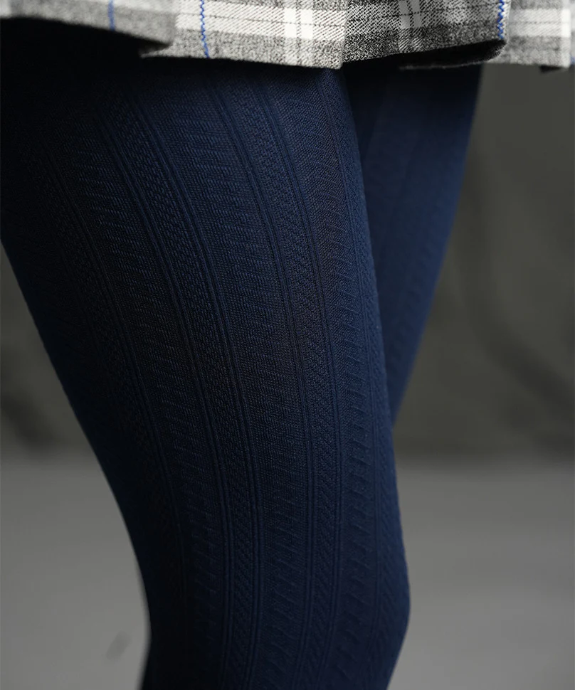 Navy Cableknit Stockings - Image 6