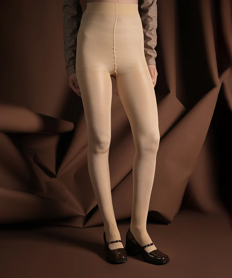 Nude Sheer Glossy Stockings - Image 3