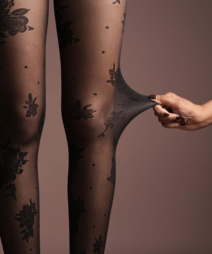 Rosa Sheer Stockings - Black - Image 4