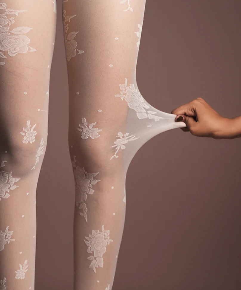 Rosa Sheer Stockings - White - Image 3